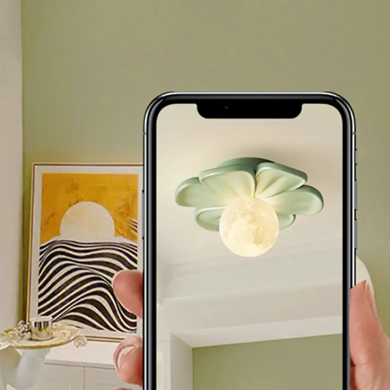 Plafonnier semi-encastré moderne en résine avec globe pour salon