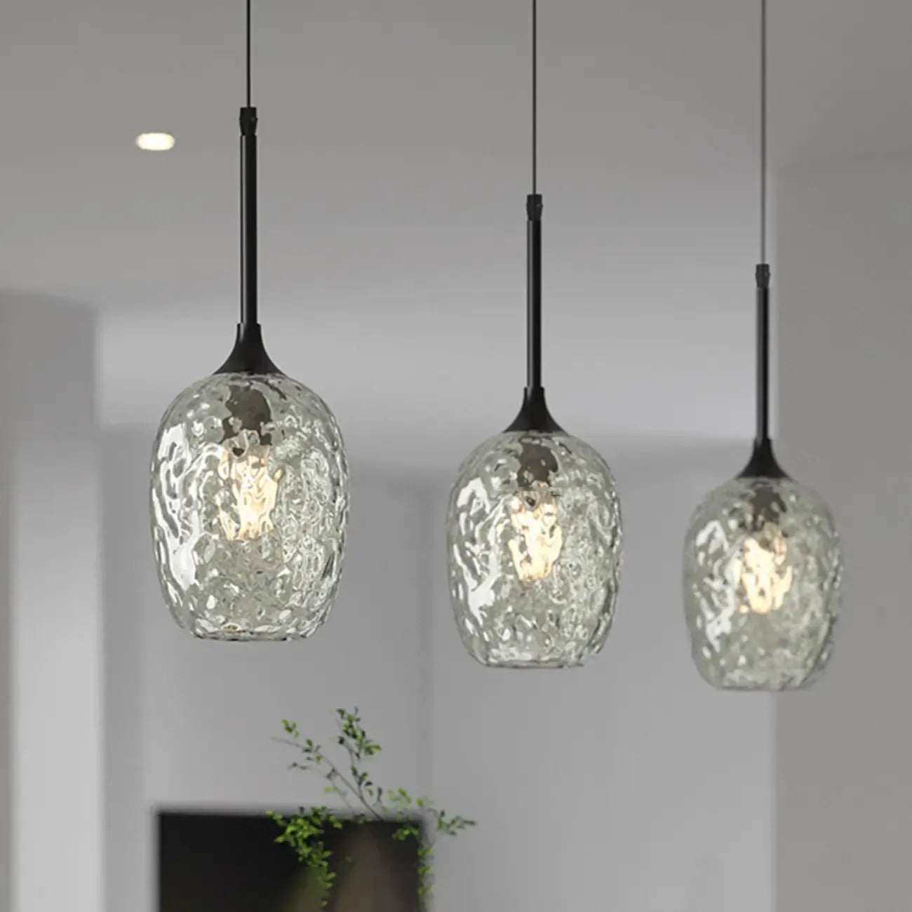 Lampade a sospensione regolabili a 3 luci in vetro per cucina