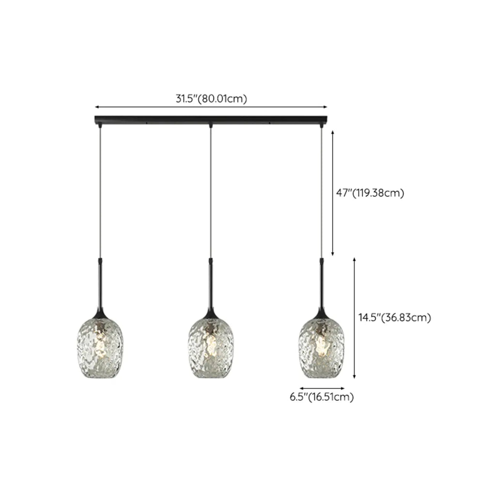 Lampade a sospensione regolabili a 3 luci in vetro per cucina