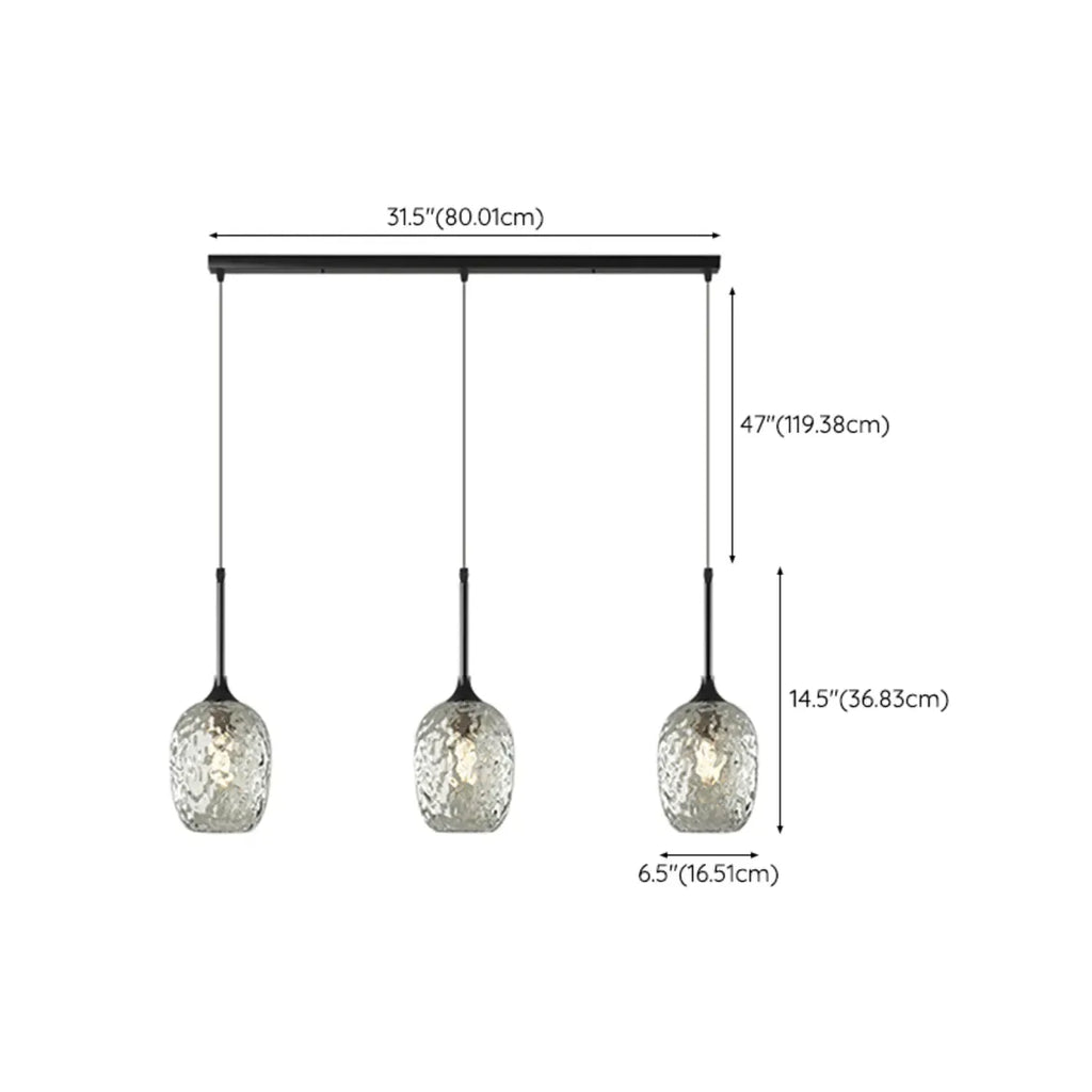 Lampade a sospensione regolabili a 3 luci in vetro per cucina