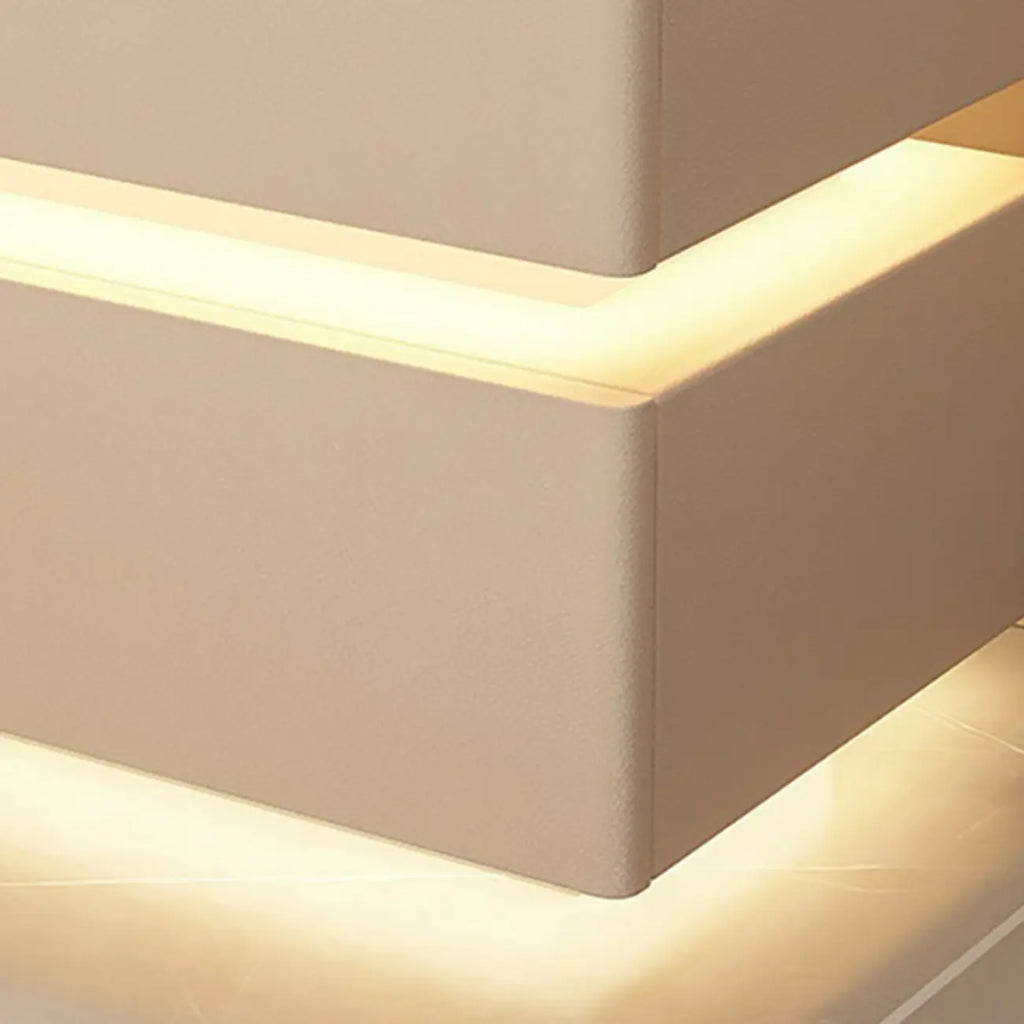 Table de chevet suspendue en bois blanc à 2 niveaux avec tiroir et éclairage LED
