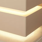 Table de chevet suspendue en bois blanc à 2 niveaux avec tiroir et éclairage LED
