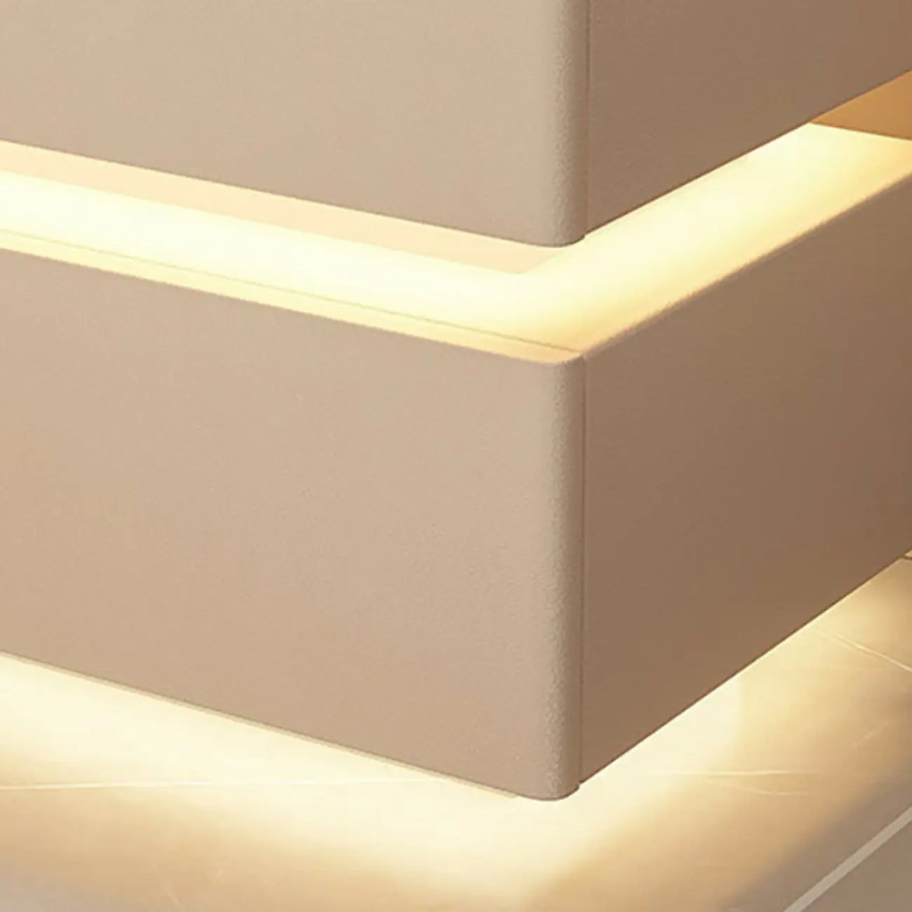 Table de chevet suspendue en bois blanc à 2 niveaux avec tiroir et éclairage LED