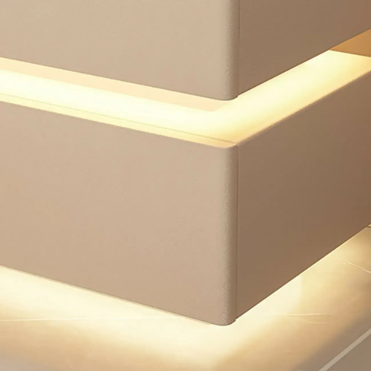 Table de chevet suspendue en bois blanc à 2 niveaux avec tiroir et éclairage LED