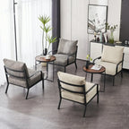 Fauteuil moderne en tissu et métal beige, design ergonomique