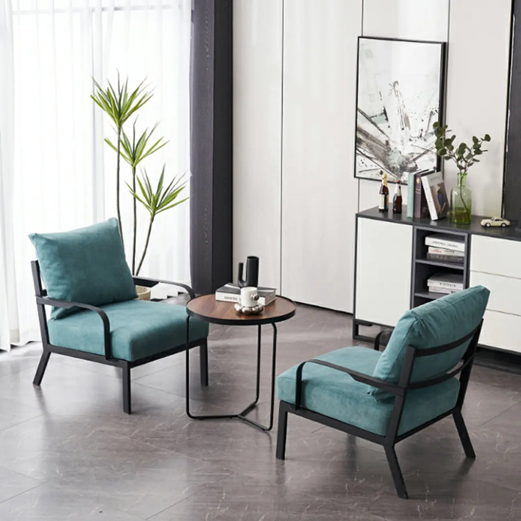 Fauteuil moderne en tissu et métal beige, design ergonomique