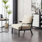 Fauteuil moderne en tissu et métal beige, design ergonomique