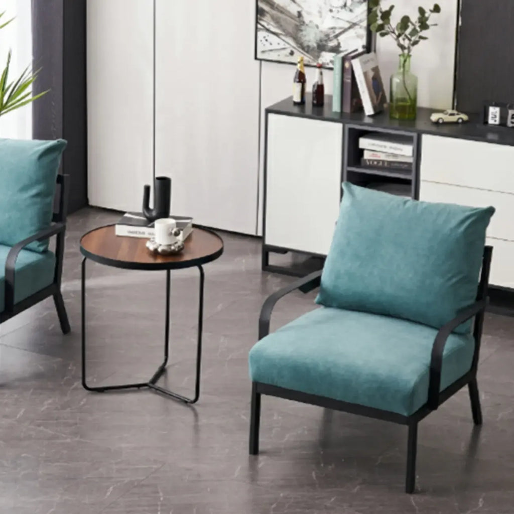 Fauteuil moderne en tissu et métal beige, design ergonomique