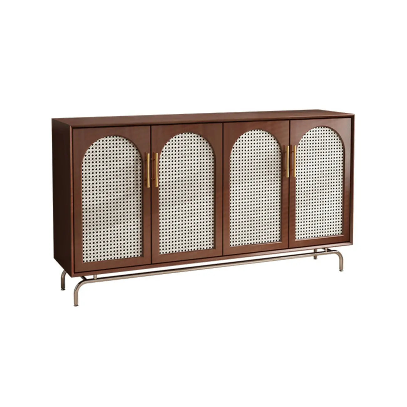Meuble de rangement moderne à façade en bois noir tressé pour salon