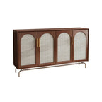 Meuble de rangement moderne à façade en bois noir tressé pour salon