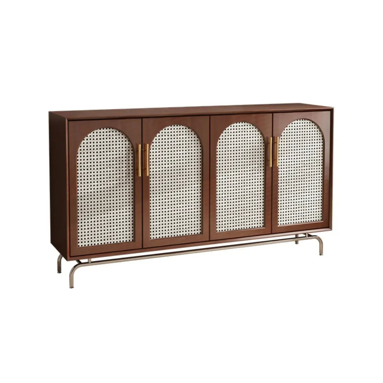 Meuble de rangement moderne à façade en bois noir tressé pour salon