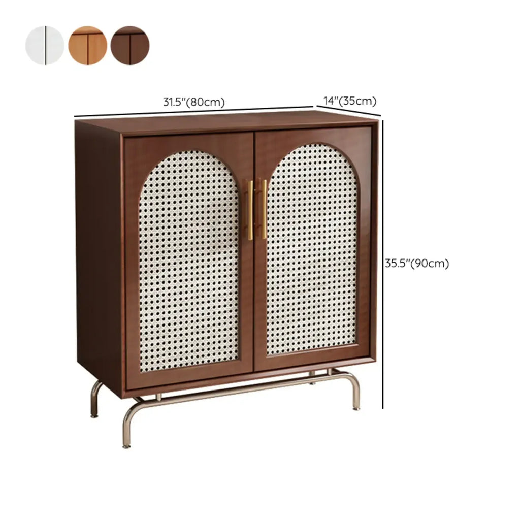 Meuble de rangement moderne à façade en bois noir tressé pour salon