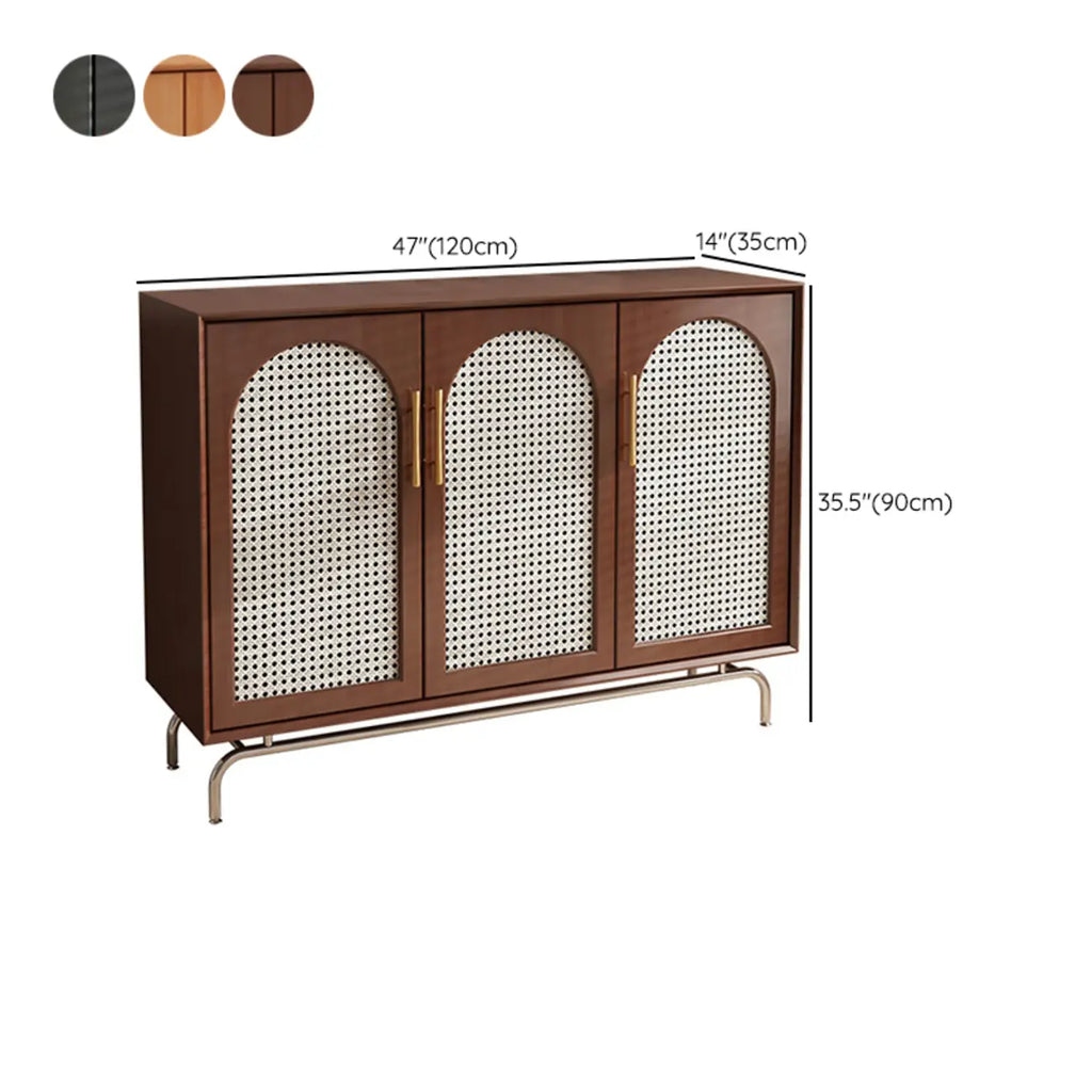 Meuble de rangement moderne à façade en bois noir tressé pour salon