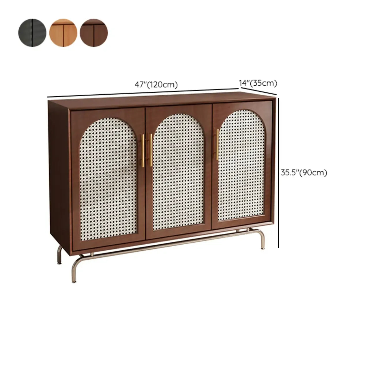 Meuble de rangement moderne à façade en bois noir tressé pour salon