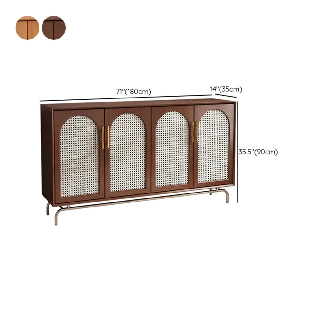 Meuble de rangement moderne à façade en bois noir tressé pour salon