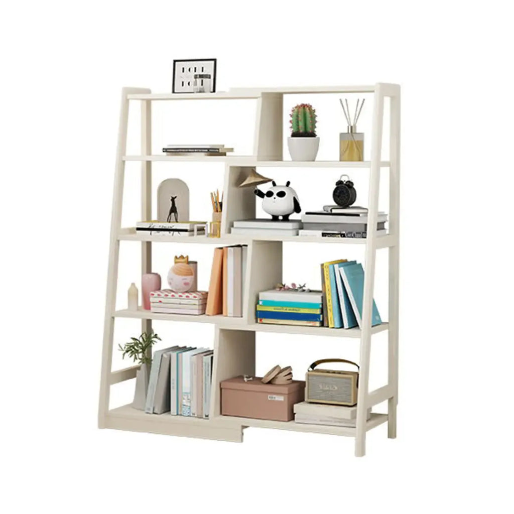 Libreria a Scala Aperta a 5 Ripiani in Legno di Noce