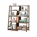 Libreria a Scala Aperta a 5 Ripiani in Legno di Noce