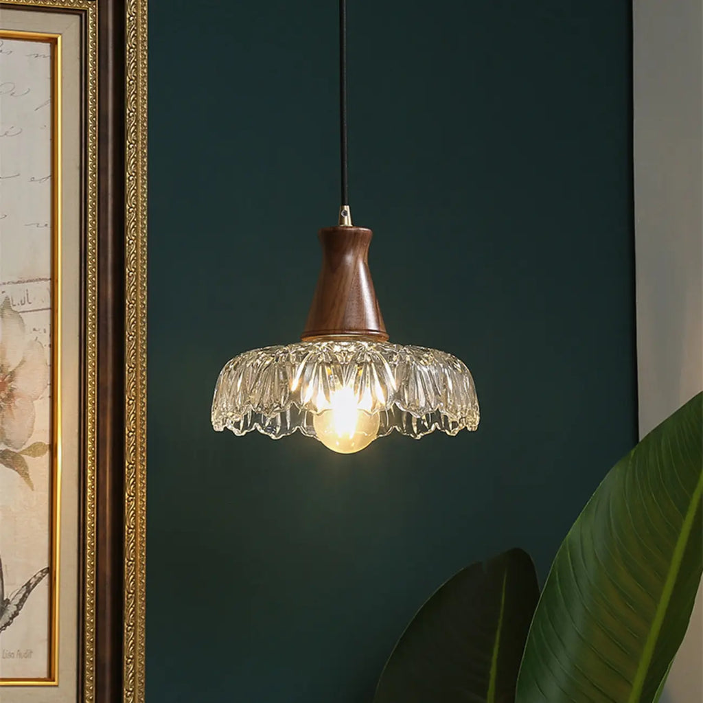 Lampada a Sospensione Regolabile in Vetro a Forma di Fiore per Soggiorno