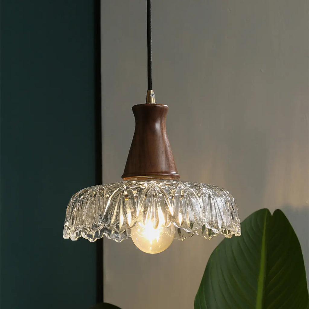 Lampada a Sospensione Regolabile in Vetro a Forma di Fiore per Soggiorno