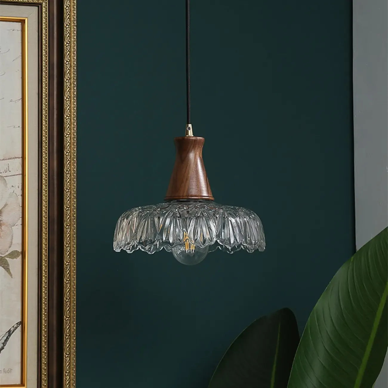 Lampada a Sospensione Regolabile in Vetro a Forma di Fiore per Soggiorno