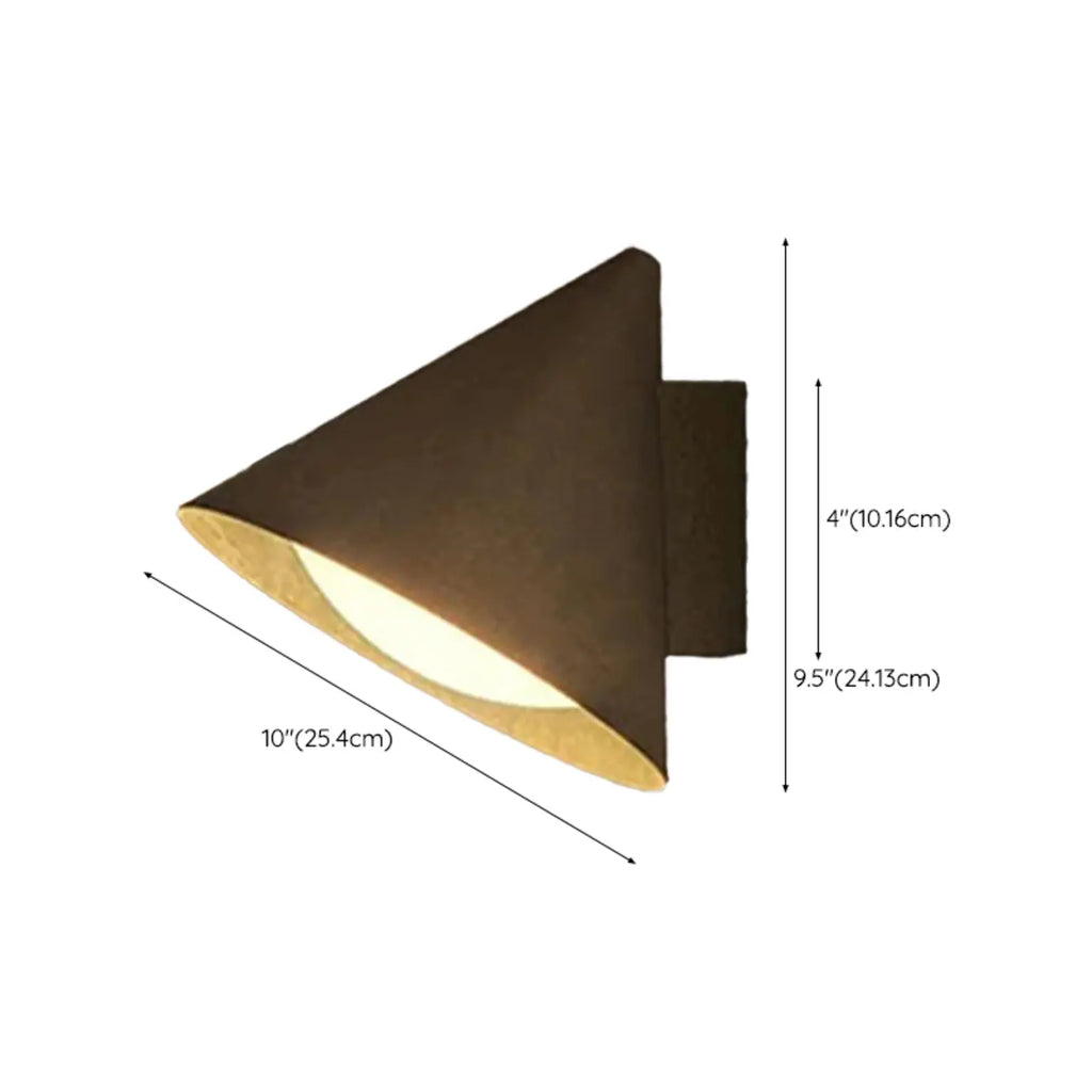 Applique murale extérieure minimaliste conique en métal noir certifiée LEED