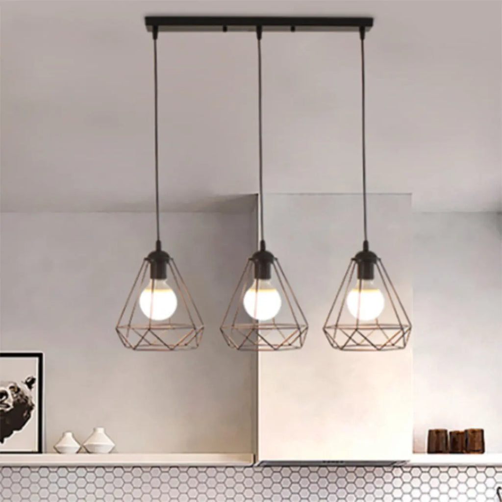 Lampada a sospensione moderna regolabile nera in metallo per isola cucina/zona pranzo