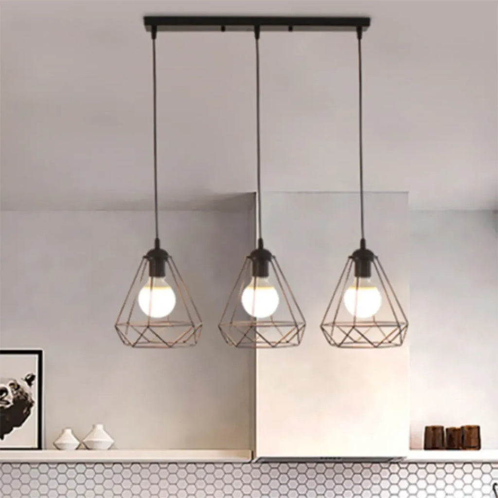 Lampada a sospensione moderna regolabile nera in metallo per isola cucina/zona pranzo