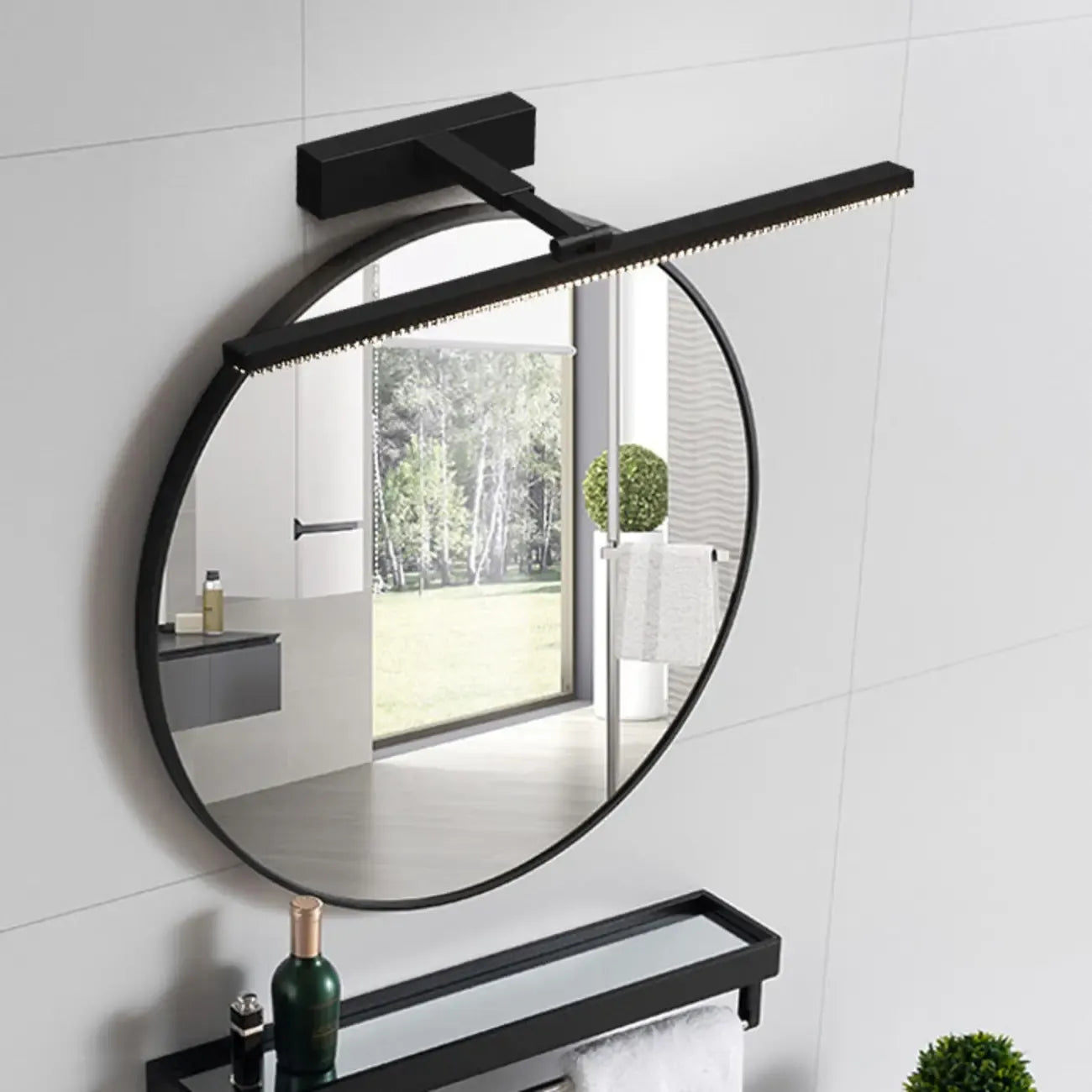 Applique murale LED noire élégante avec abat-jour en acrylique pour salle de bain