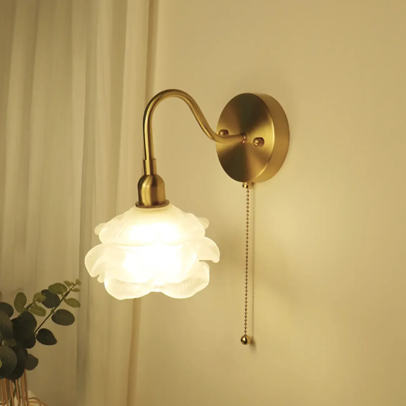 Mini applique murale LED florale avec interrupteur à chaînette pour la maison