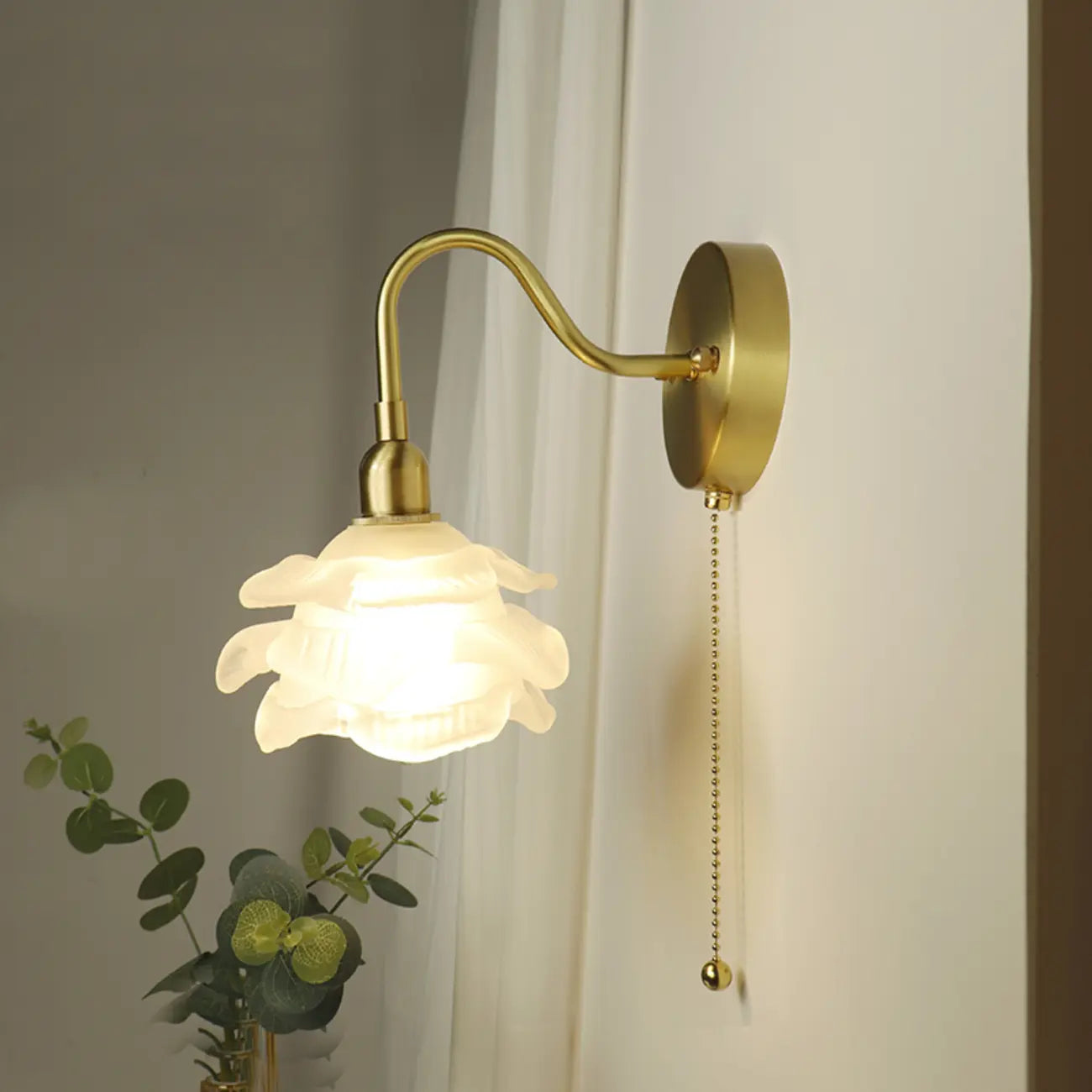 Mini applique murale LED florale avec interrupteur à chaînette pour la maison