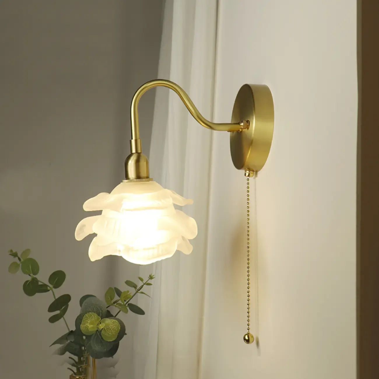 Mini applique murale LED florale avec interrupteur à chaînette pour la maison