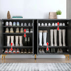 Élégant meuble à chaussures d'entrée en bois gris avec pieds en métal