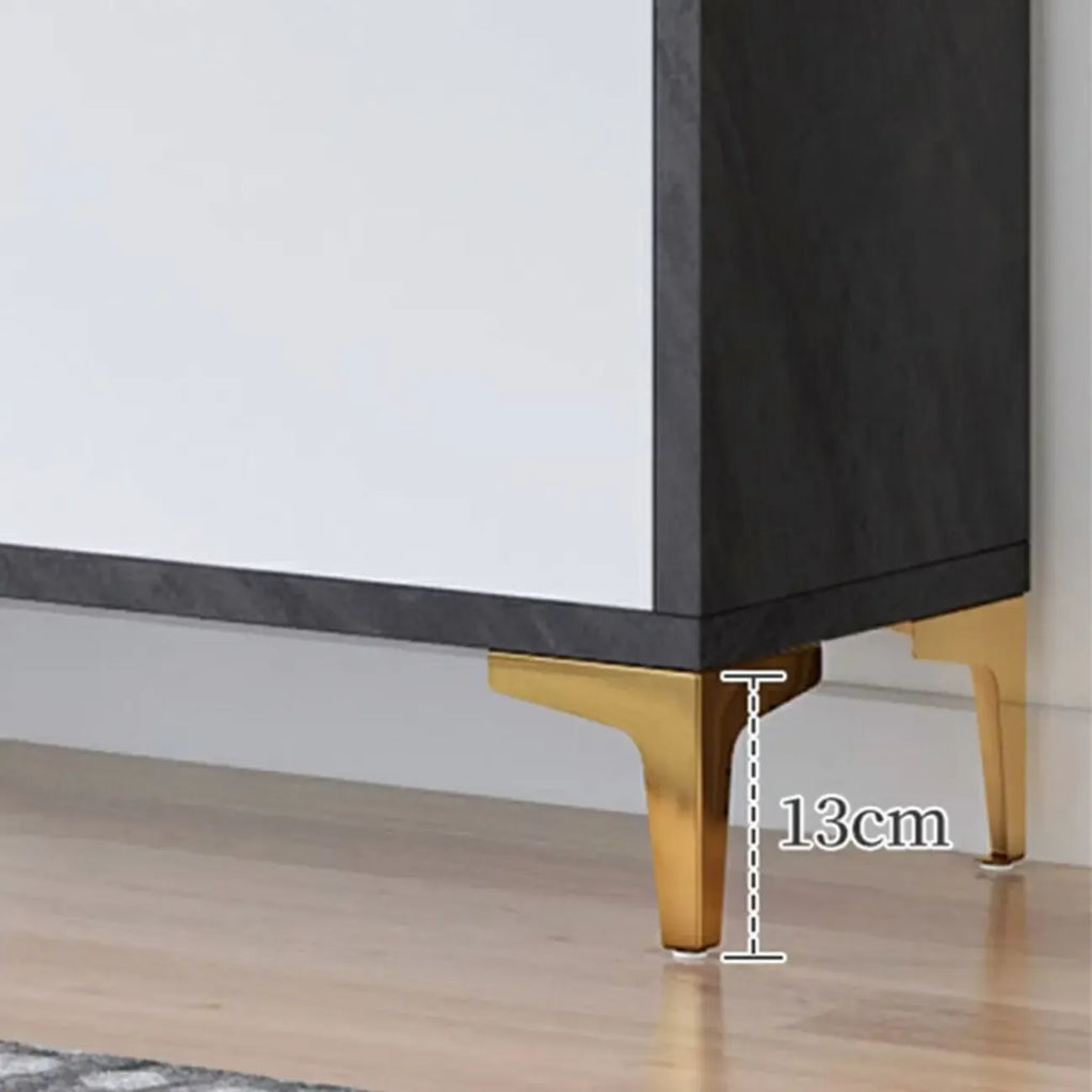 Élégant meuble à chaussures d'entrée en bois gris avec pieds en métal