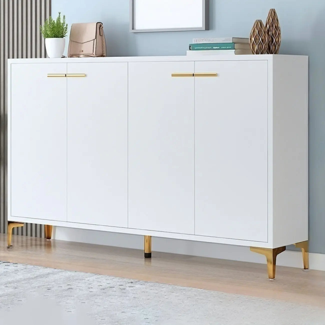 Élégant meuble à chaussures d'entrée en bois gris avec pieds en métal