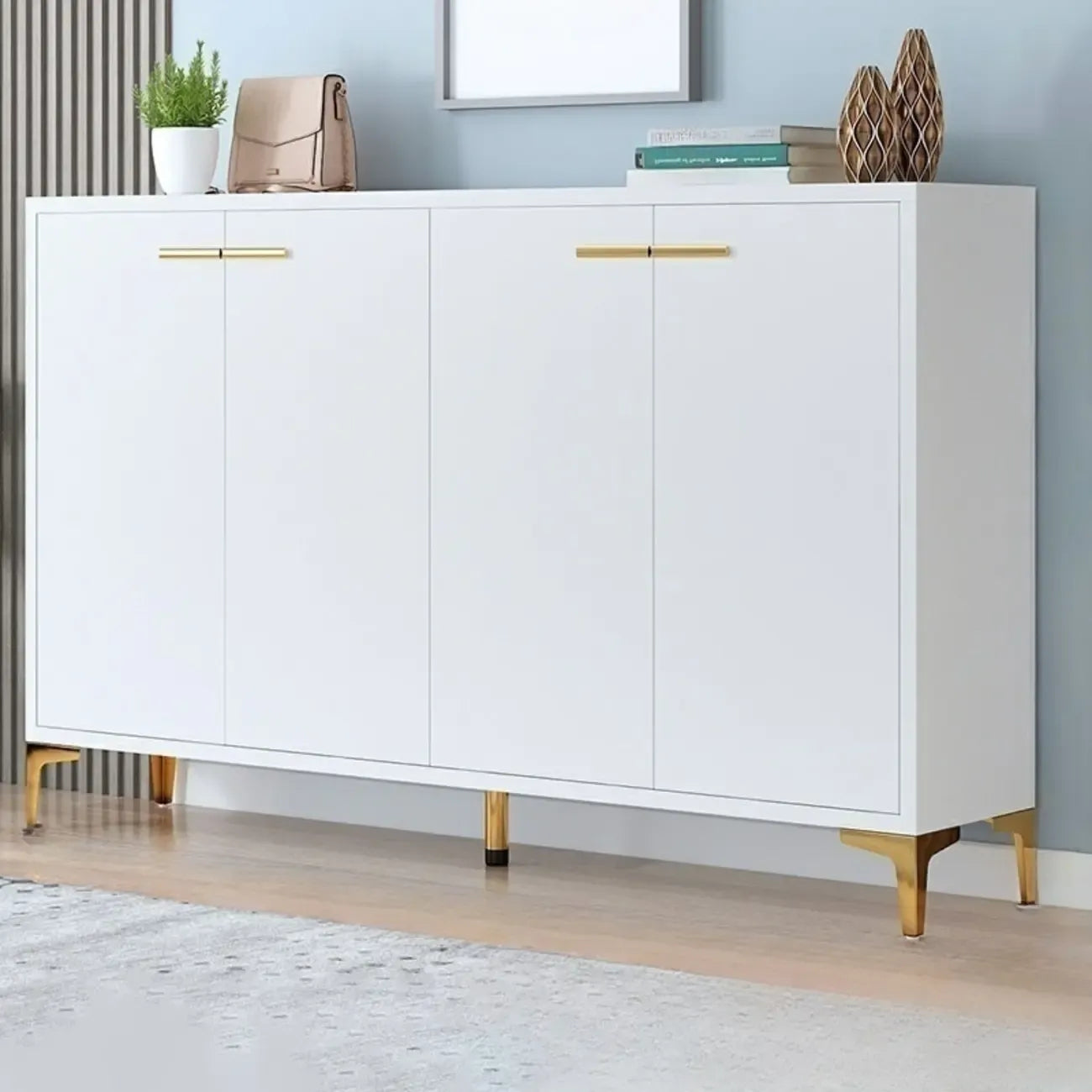 Élégant meuble à chaussures d'entrée en bois gris avec pieds en métal