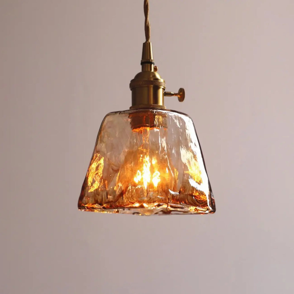 Suspension de cuisine moderne en verre ambré doré