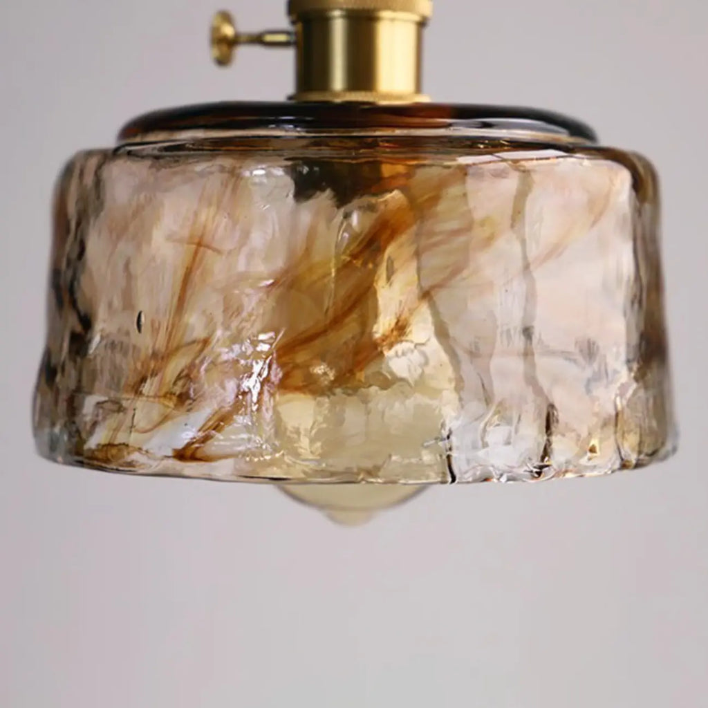 Suspension de cuisine moderne en verre ambré doré
