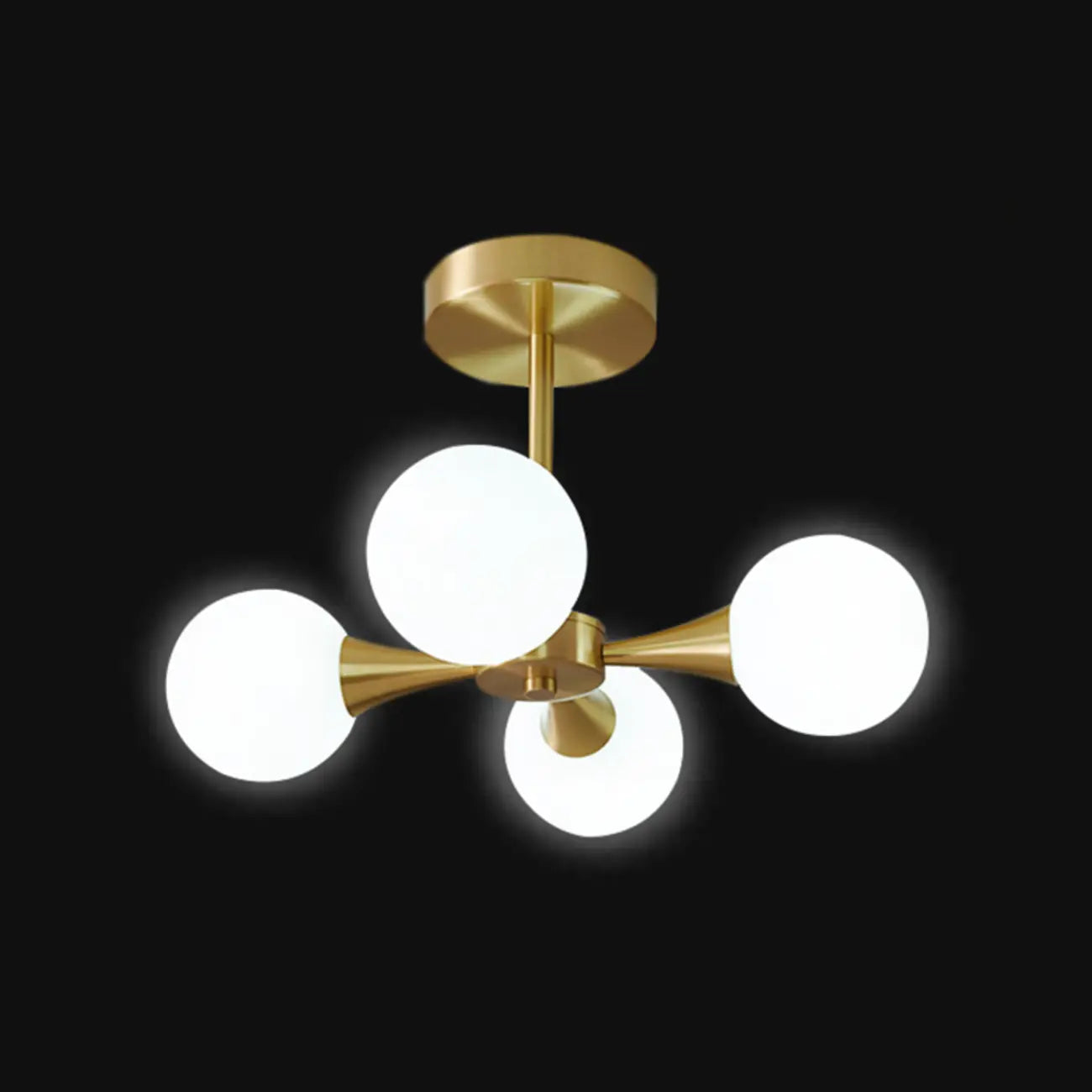 Plafonnier semi-encastré moderne à boule de verre dorée