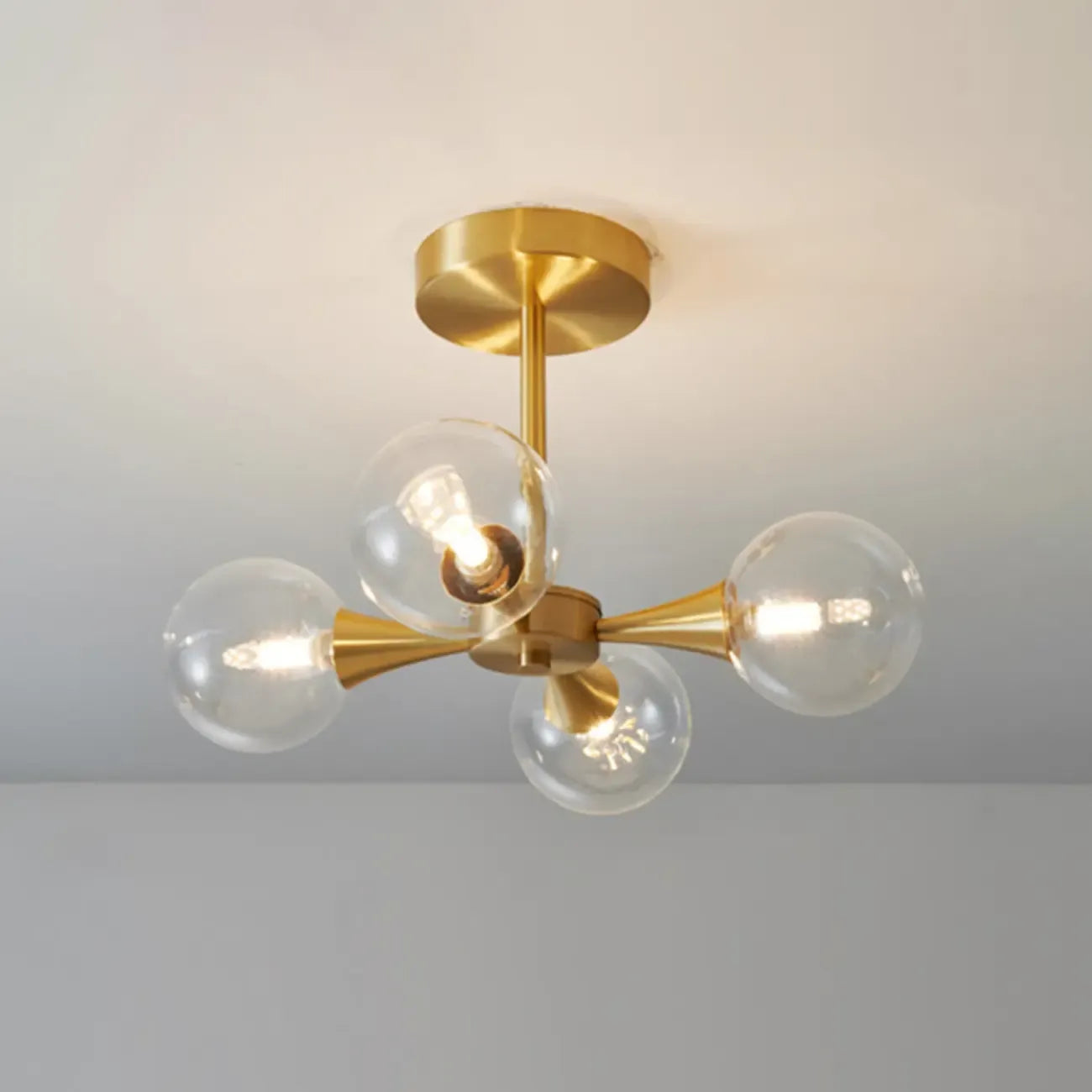 Plafonnier semi-encastré moderne à boule de verre dorée