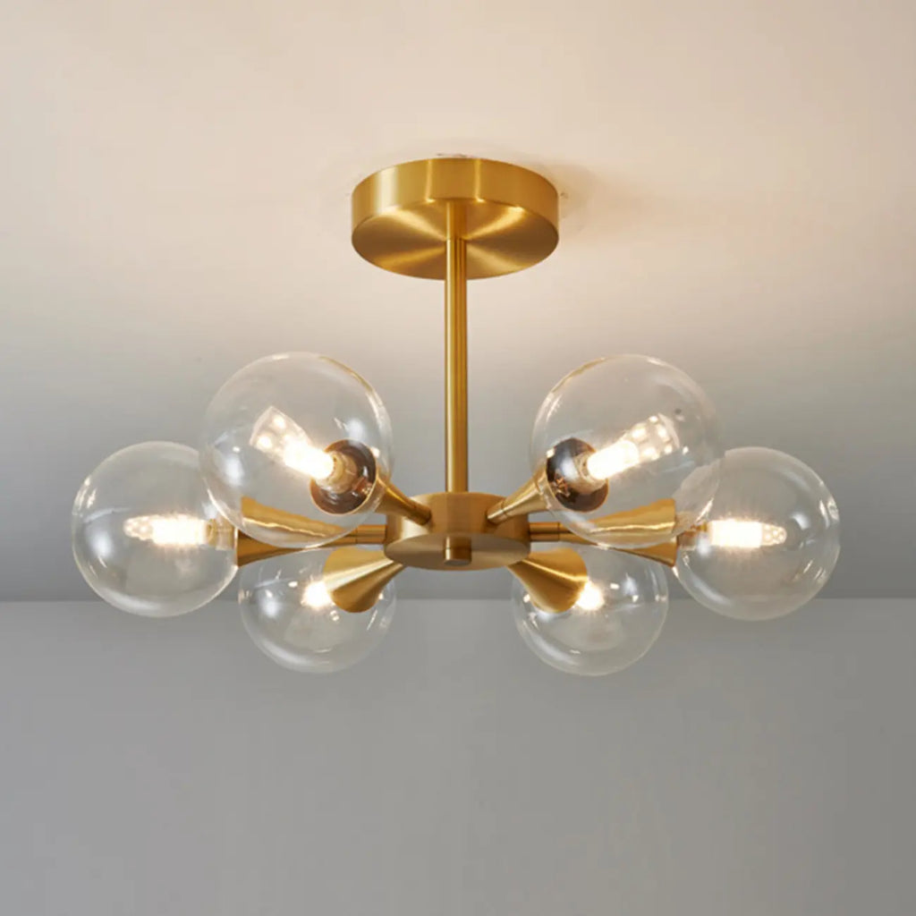 Plafonnier semi-encastré moderne à boule de verre dorée