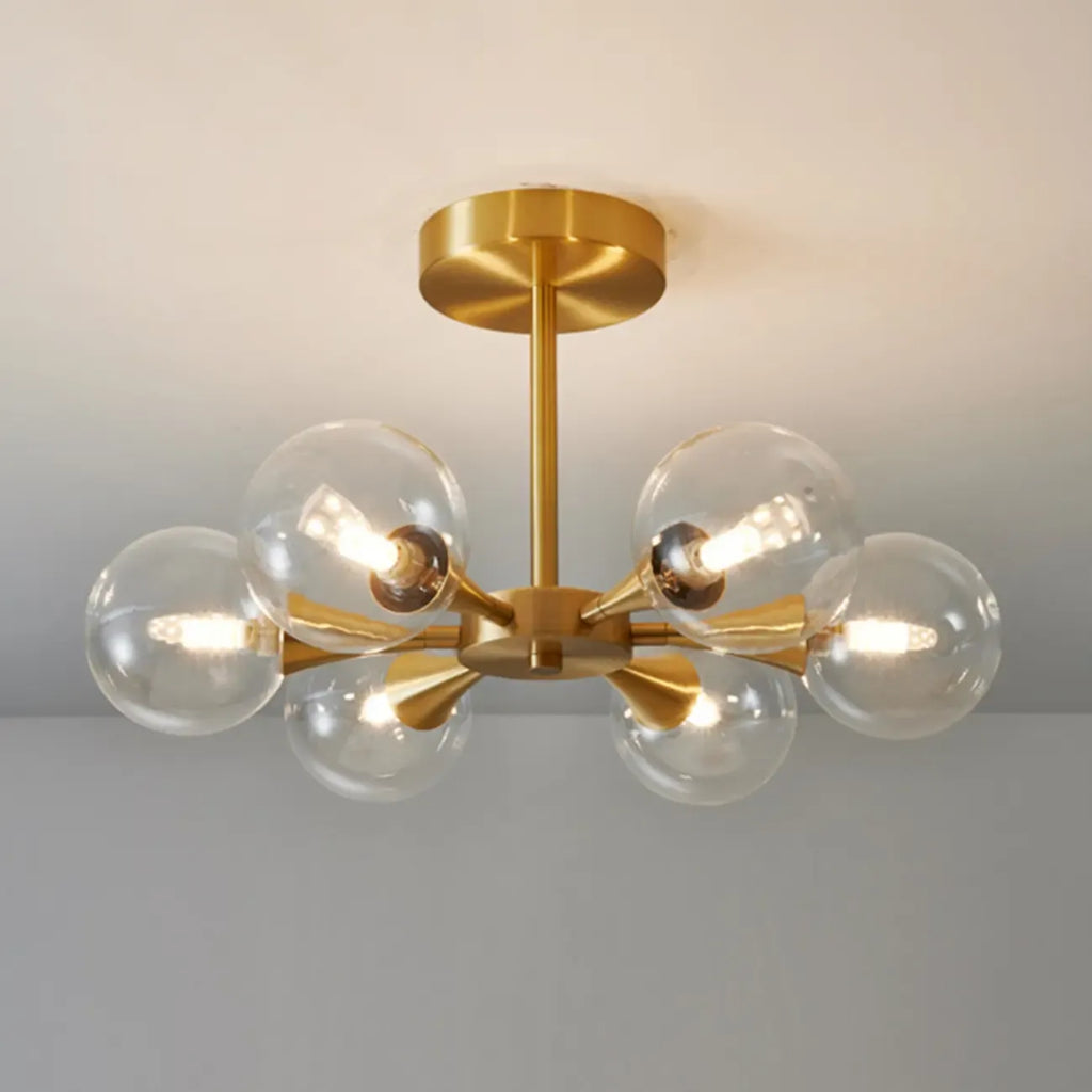 Plafonnier semi-encastré moderne à boule de verre dorée