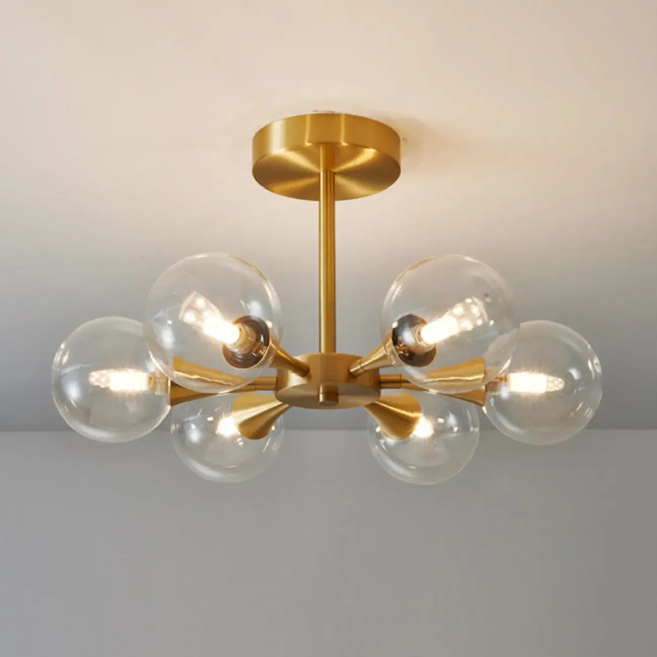 Plafonnier semi-encastré moderne à boule de verre dorée