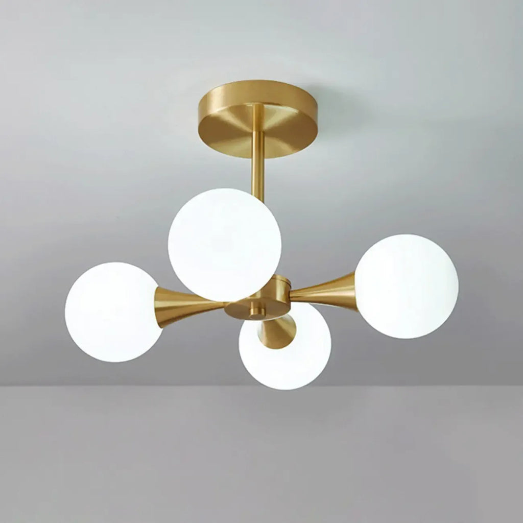 Plafonnier semi-encastré moderne à boule de verre dorée
