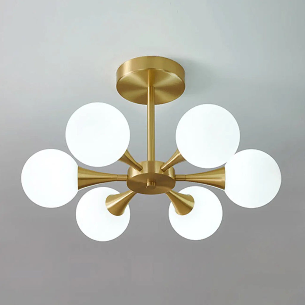 Plafonnier semi-encastré moderne à boule de verre dorée
