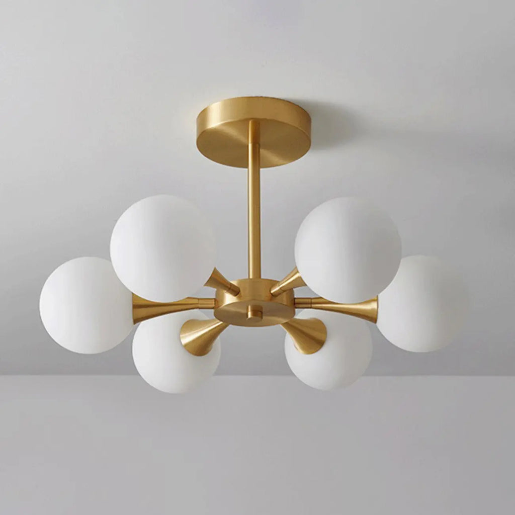 Plafonnier semi-encastré moderne à boule de verre dorée