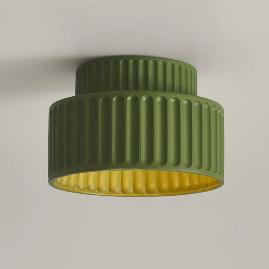 Plafonnier minimaliste cylindrique nervuré en plastique