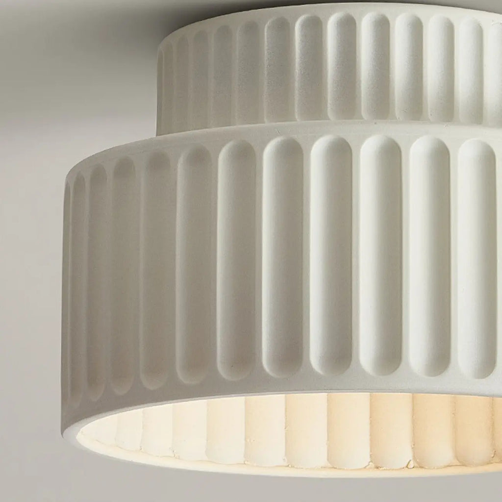 Plafonnier minimaliste cylindrique nervuré en plastique