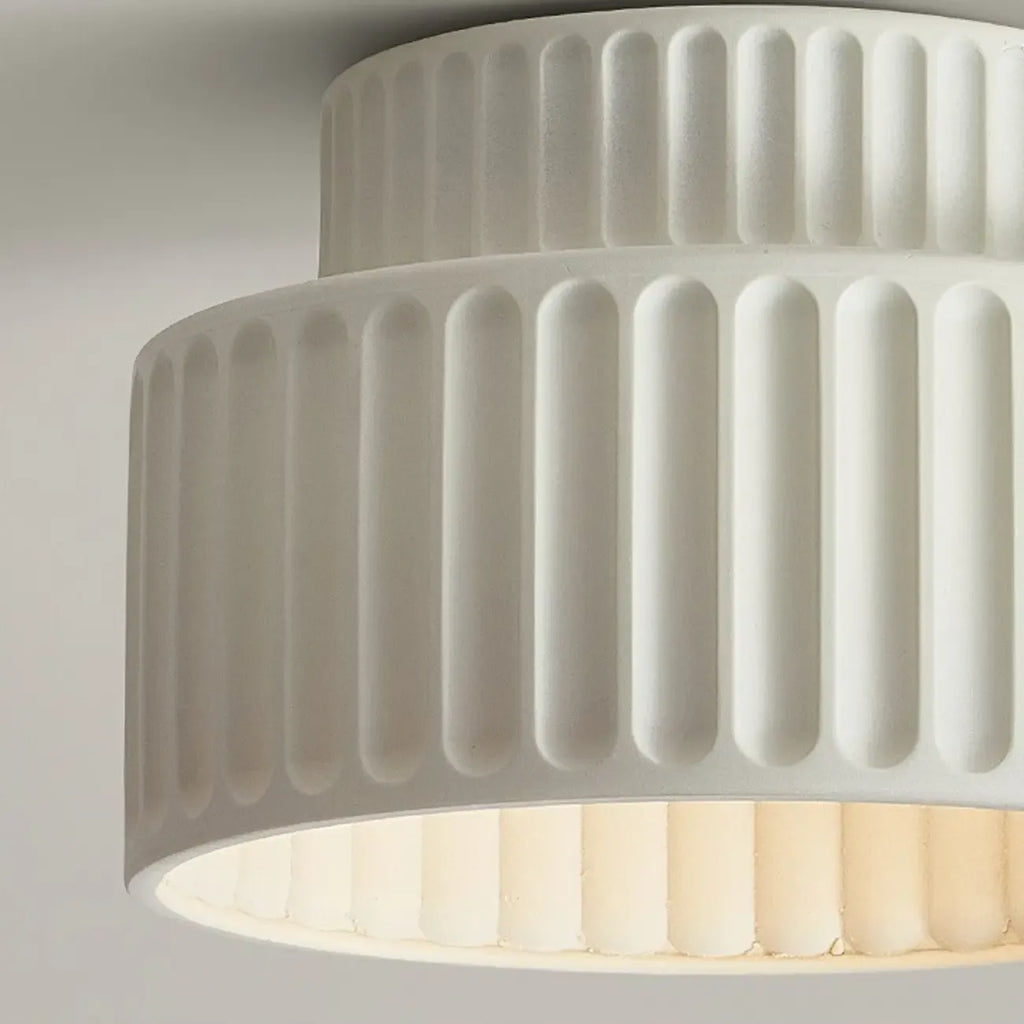 Plafonnier minimaliste cylindrique nervuré en plastique