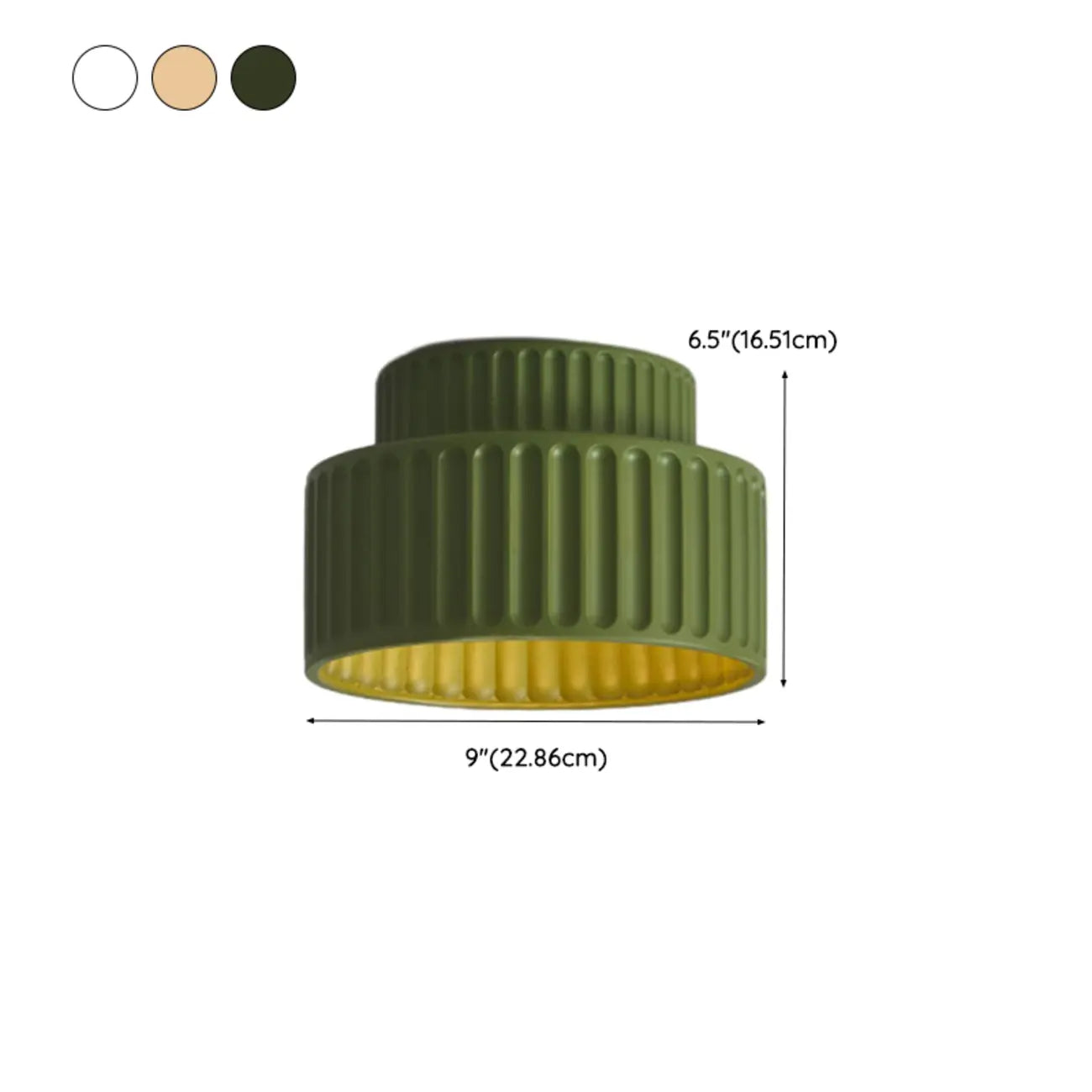 Plafonnier minimaliste cylindrique nervuré en plastique