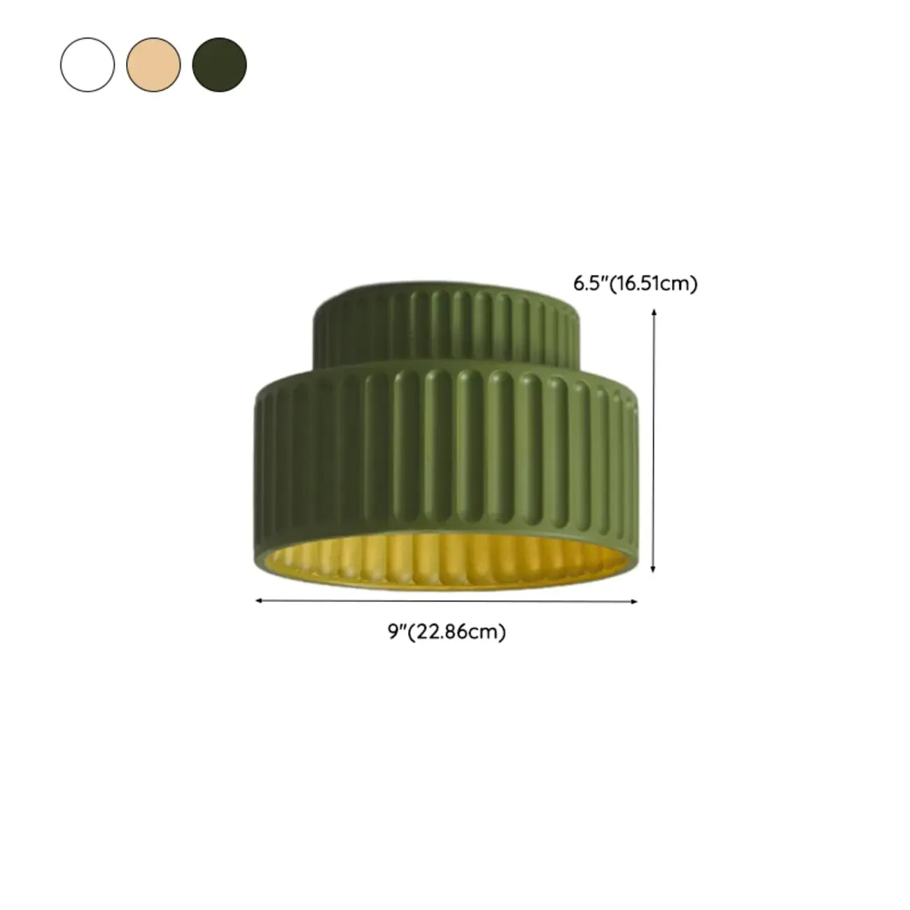 Plafonnier minimaliste cylindrique nervuré en plastique